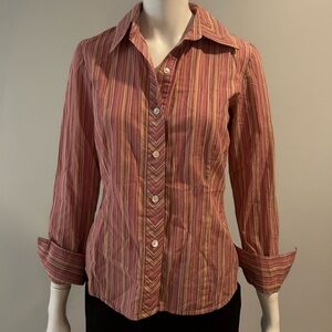 Kenneth Cole New York shirt with multicolored stripes, size 4, slim fit.